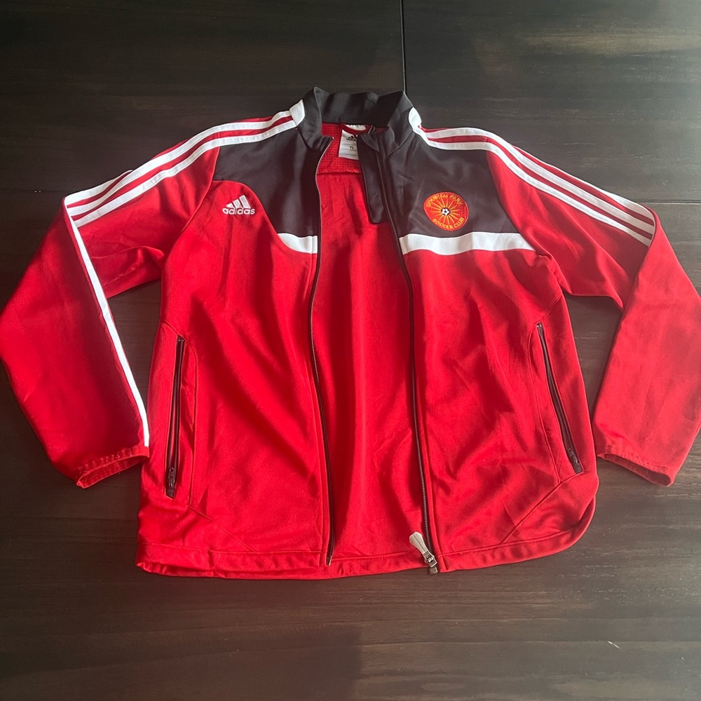 Adidas Red and Black Track Jacket YL
